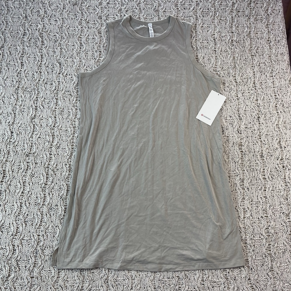 Lululemon Classic-Fit Cotton-Blend Dress Sleeveless Womens 14 Sage Cotton NWT